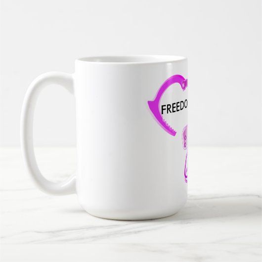 Eindelijk vrij roze handboei koffiemok (Links)