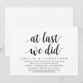 Eindelijk, we deden het, huwelijksontvluchting din kaart (Voorkant / Achterkant)