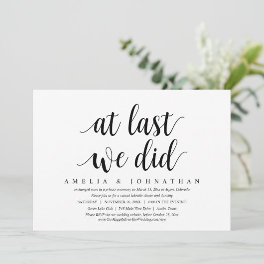 Eindelijk, we hebben het gedaan, huwelijksvlucht d kaart (Staand voorkant)