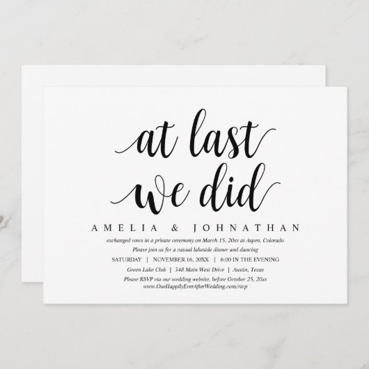 Eindelijk, we hebben het gedaan, huwelijksvlucht d kaart (Voorkant / Achterkant)