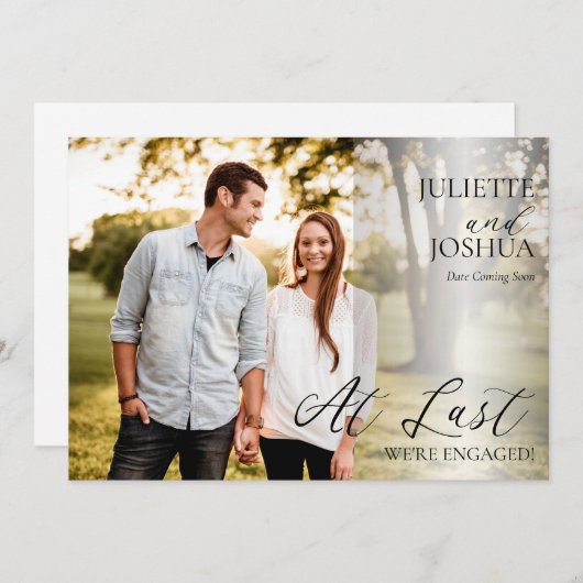 Eindelijk zijn we het Verloving van de Foto. Aankondiging (Voorkant / Achterkant)