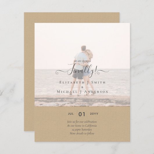 Eindelijk zijn we verloofd! Trouw Aankondiging FOT (Voorkant / Achterkant)