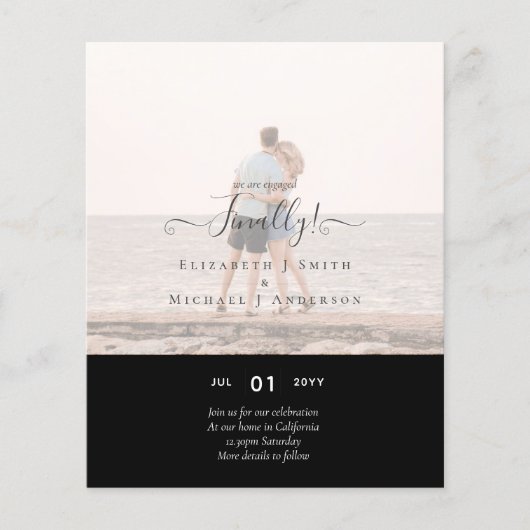 Eindelijk zijn we verloofd! Trouw Aankondiging FOT Flyer (Voorkant)