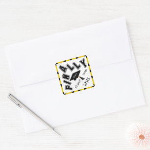 EINDELIJK! Zwart en Goud Afstuderen Vierkante Sticker