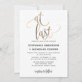 Eindelijk zwart goud script typografie bruiloft kaart (Voorkant)