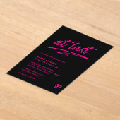 Eindelijk zwart heet roze typografie moderne bruil acryl uitnodigingen (Laagn)