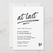 Eindelijk zwart-wit typografie moderne bruiloft kaart (Voorkant)