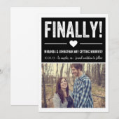 Eindelijk - Zwarte foto save the date aankondiging (Voorkant / Achterkant)