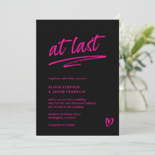 Eindelijk Zwarte Hete Roze Typografie Moderne Trou Kaart