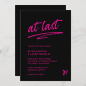 Eindelijk Zwarte Hete Roze Typografie Moderne Trou Kaart (Voorkant / Achterkant)