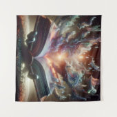 Eindeloos boek met trapsgewijze vloeibare woorden wandkleed (Voorkant (horizontaal))