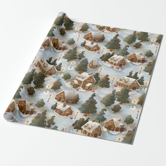 Eindeloos Kerst Gingerbread Village Cadeaupapier (Uitgerold)