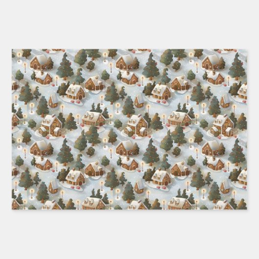Eindeloos Kerst Gingerbread Village Inpakpapier Vel (Voorkant)