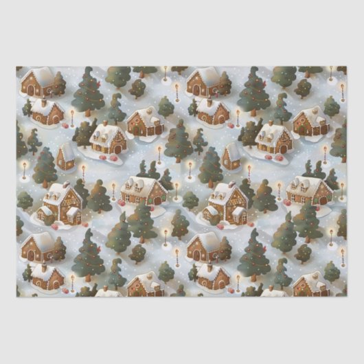 Eindeloos Kerst Gingerbread Village Tissuepapier (Voorkant)
