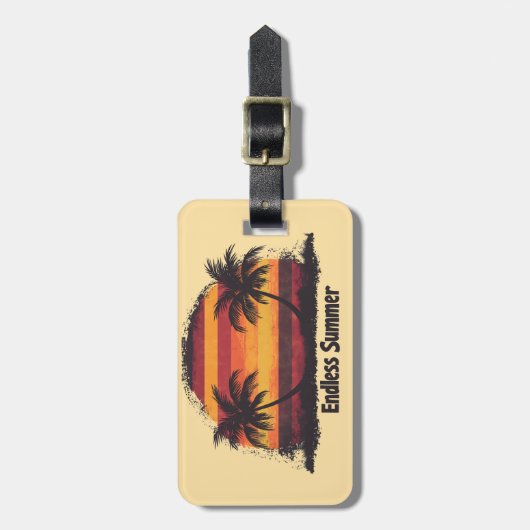 Eindeloos Retro Zomerzonsondergang ontwerp Bagagelabel (Voorkant verticaal)