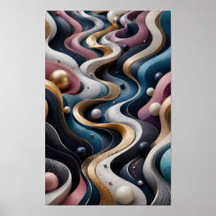 Eindeloze 3D-stroom Abstracte Wandkunst Poster