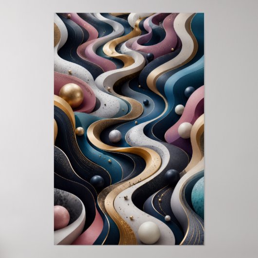 Eindeloze 3D-stroom Abstracte Wandkunst Poster (Voorkant)