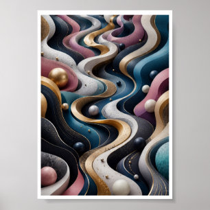 Eindeloze 3D-stroom Abstracte Wandkunst  Poster
