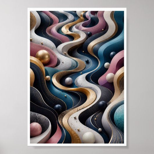 Eindeloze 3D-stroom Abstracte Wandkunst  Poster (Voorkant)