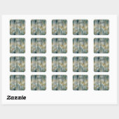Eindeloze Berkenboom Dreamscape Bomen in Mist Vierkante Sticker (Vel)