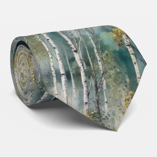 Eindeloze berkenboom Dreamscape Trees Misty Forest Stropdas (Opgerold)