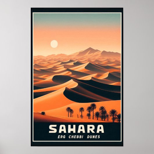 Eindeloze duinen van Erg Chebbi, Marokko Poster (Voorkant)