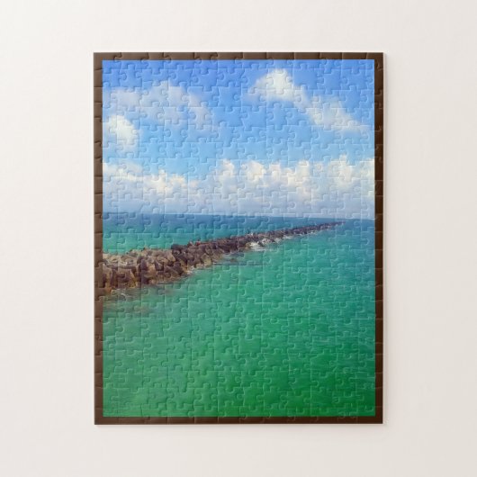 [Eindeloze horizon] Serene Ocean Sky Rock Jetty Legpuzzel (Verticaal)