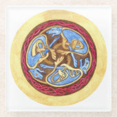 eindeloze knoop met dieren glazen onderzetter (Voorkant)