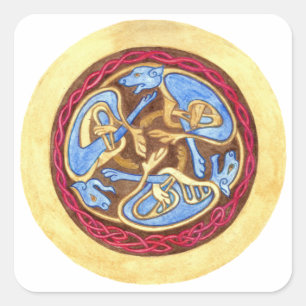 eindeloze knoop met dieren vierkante sticker