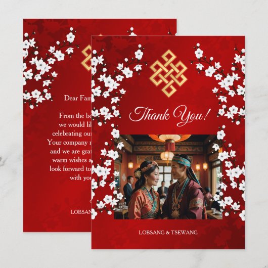 Eindeloze knoop Tibetaanse bruiloft Bedankkaart (Voorkant / Achterkant)