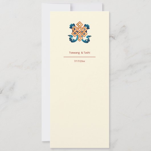 Eindeloze knoop Tibetaanse bruiloft Kaart (Achterkant)