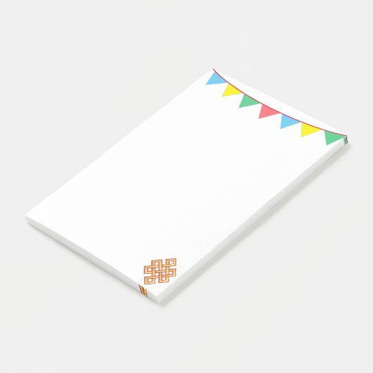 Eindeloze knoop & veelkleurige vlaggen post-it® notes (Schuin)
