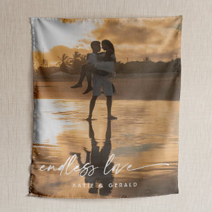 Eindeloze liefde modern script koppel fotocadeau sherpa deken