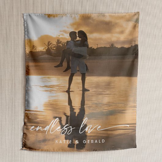 Eindeloze liefde modern script koppel fotocadeau sherpa deken