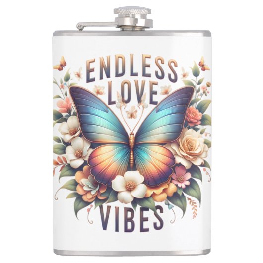 Eindeloze Liefdesvibes Vlinder Kunst-96281 Heupfles (Voorkant)