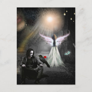 Eindeloze Love Crow en Angel Briefkaart