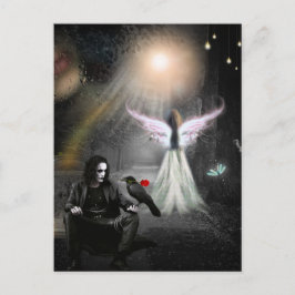Eindeloze Love Crow en Angel Briefkaart