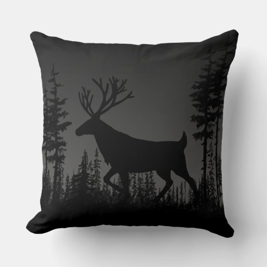 Eindeloze Nacht Bosachtig Dennenbos Hert Kussen (Voorkant)