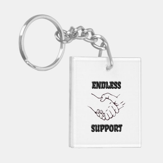 Eindeloze ondersteuning – handdruk symbool van een sleutelhanger (Voorkant Links)