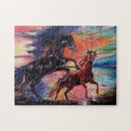 Eindeloze Sky Waterverf Horses Legpuzzel