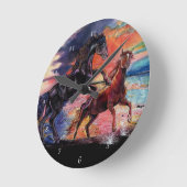 Eindeloze Sky Waterverf Horses Ronde Klok (Hoek)