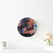 Eindeloze Sky Waterverf Horses Ronde Klok (Huis)