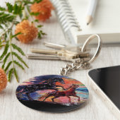 Eindeloze Sky Waterverf Horses Sleutelhanger (Zijkant)