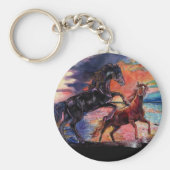 Eindeloze Sky Waterverf Horses Sleutelhanger (Voorkant)