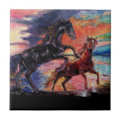 Eindeloze Sky Waterverf Horses Tegeltje (Voorkant)