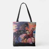 Eindeloze Sky Waterverf Horses Tote Bag (Achterkant)
