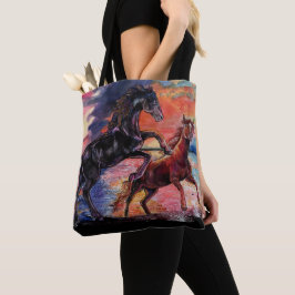 Eindeloze Sky Waterverf Horses Tote Bag