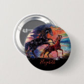Eindeloze Sky Waterverf paarden douanenaam Ronde Button 5,7 Cm (Voorkant /achterkant)