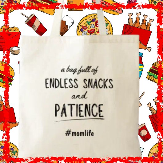 Eindeloze Snacks Momlife Grappig Moederdag cadeau Tote Bag