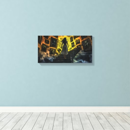 Eindeloze trap van geheugen Uitgerekt Canvas Print (Insitu (Houten vloer))